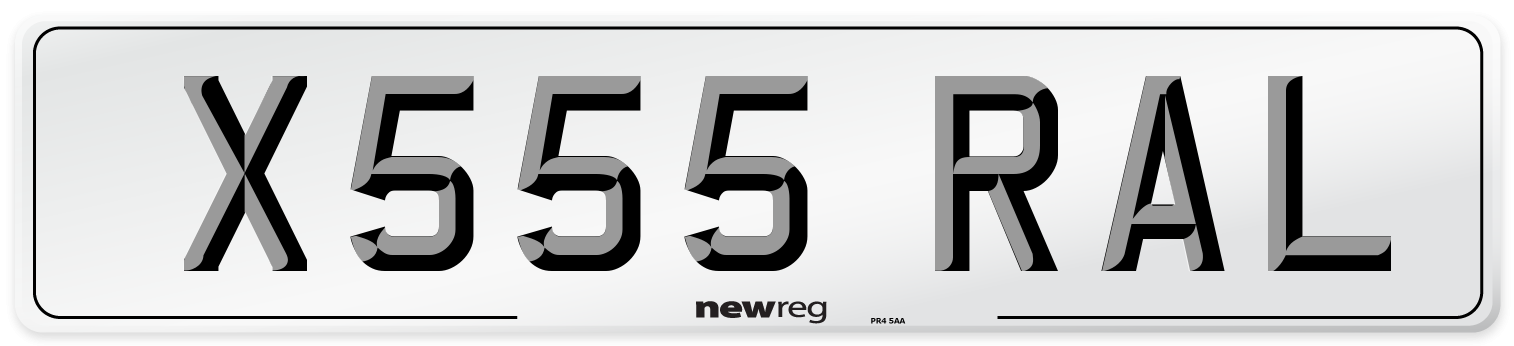 X555 RAL Number Plate from New Reg